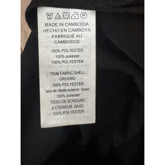 Michael Kors Black Blouse Faux Leather Neckline & Button Cuffs - Women's M - Picture 7 of 7